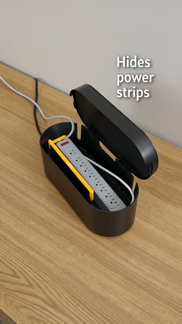 A box that hides the whole power strip and cable tangle