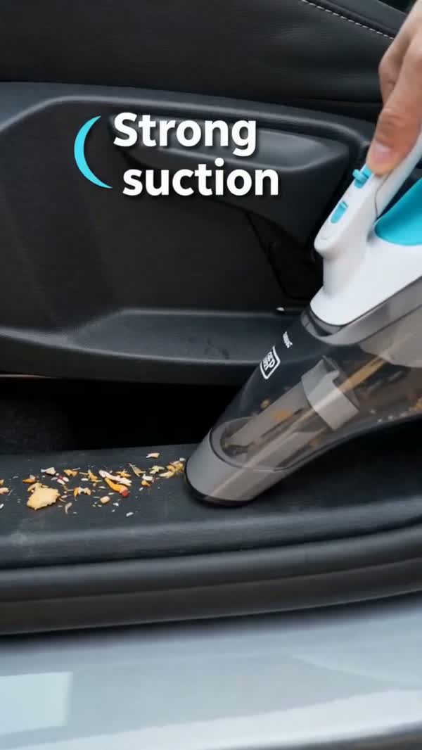 Strong suction lifts crumbs straight out of seat creases