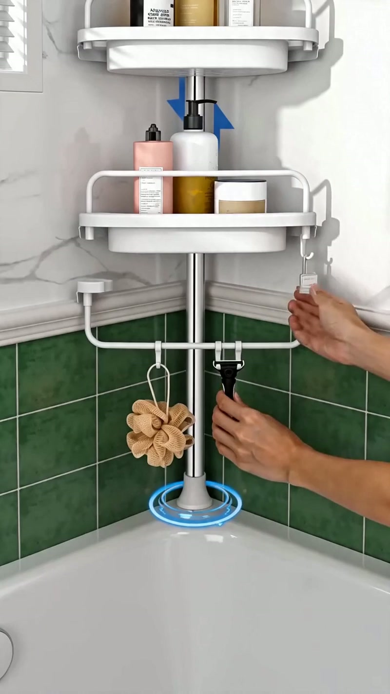 Multiple adjustable shelves for all your shower products