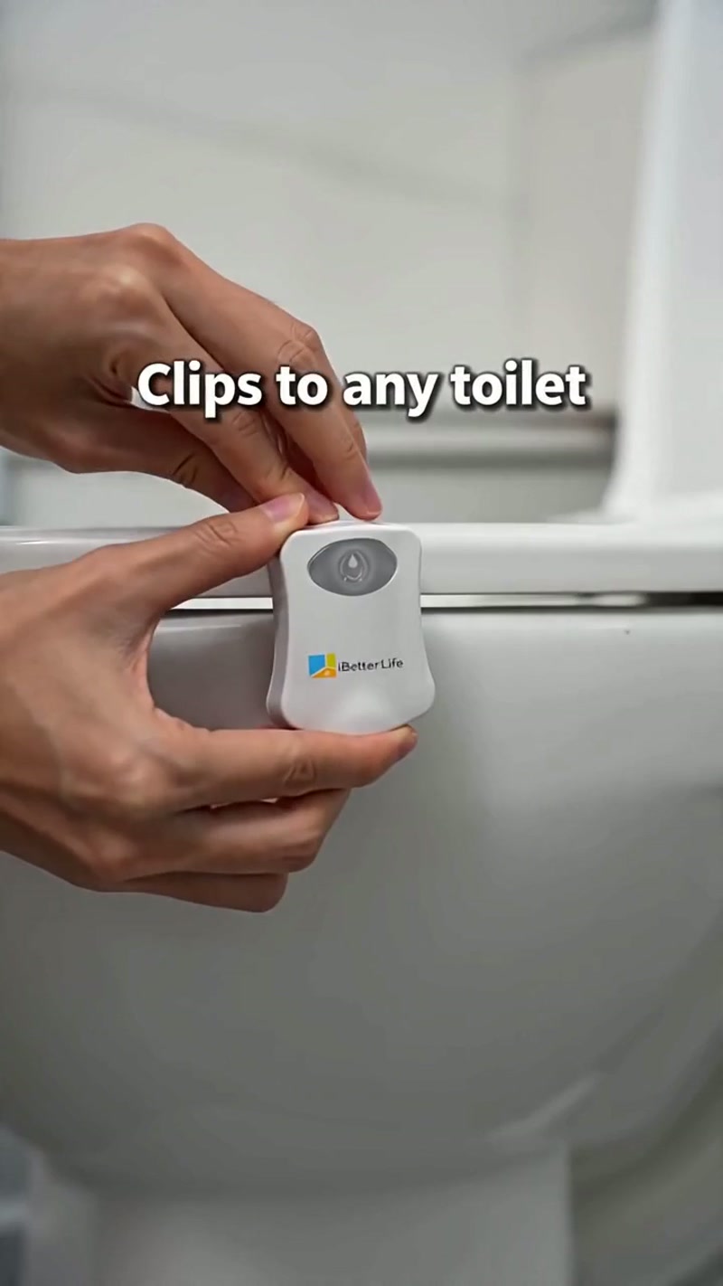 Clips over the rim of almost any toilet — no tools