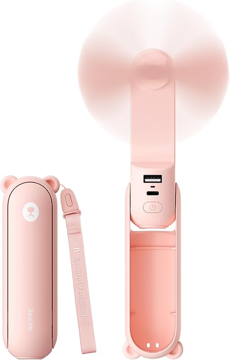 JISULIFE 3-in-1 Handheld Mini Fan + Power Bank + Flashlight