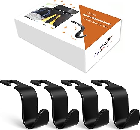 Amooca 4-Pack Car Headrest Seat Back Hooks