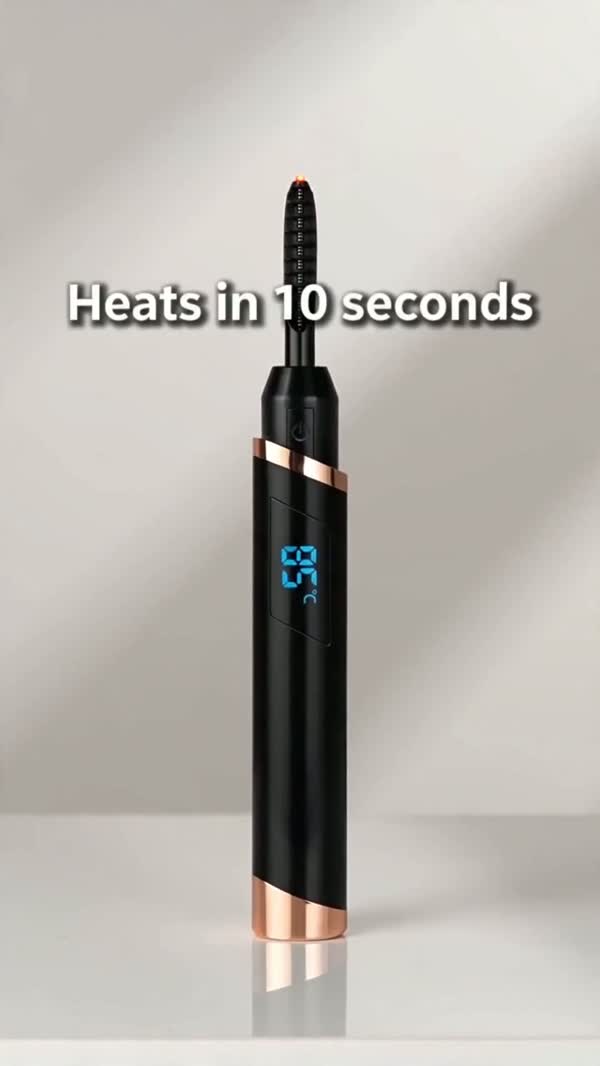 Heats up in about 10 seconds, shown on the display