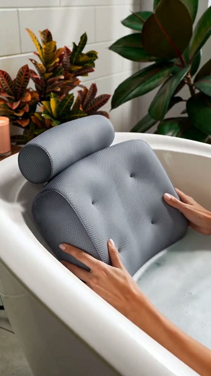 Suction cups grip smooth tub surfaces firmly