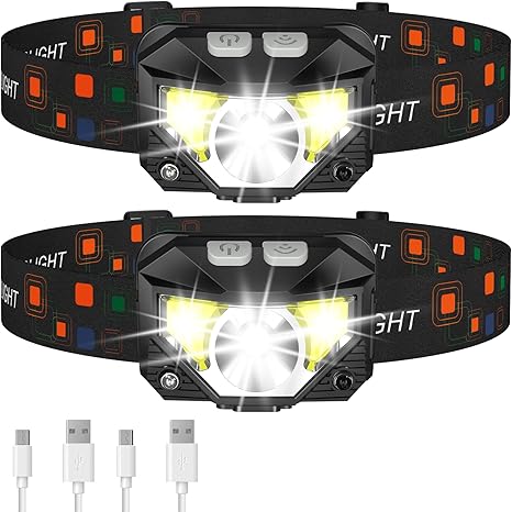 LHKNL Rechargeable LED Headlamp 2-Pack