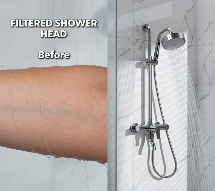Before & after — unfiltered tap water vs. filtered, softer water