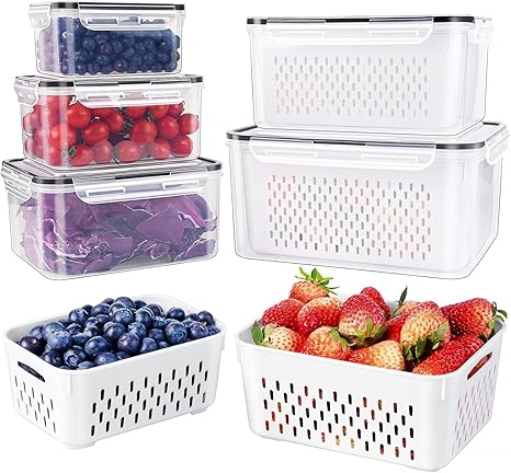 Freshmage Fruit Storage Containers 5-Pack with Colander