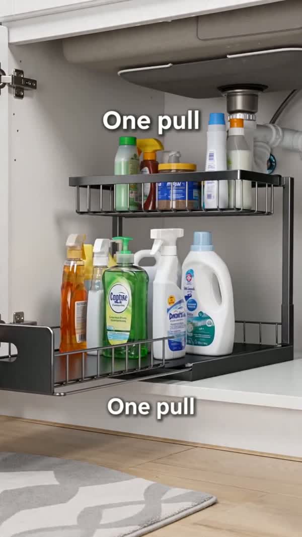 One pull and the whole rack slides forward
