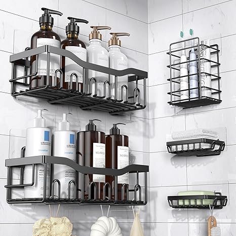 EUDELE Adhesive Shower Caddy 5-Pack Rustproof
