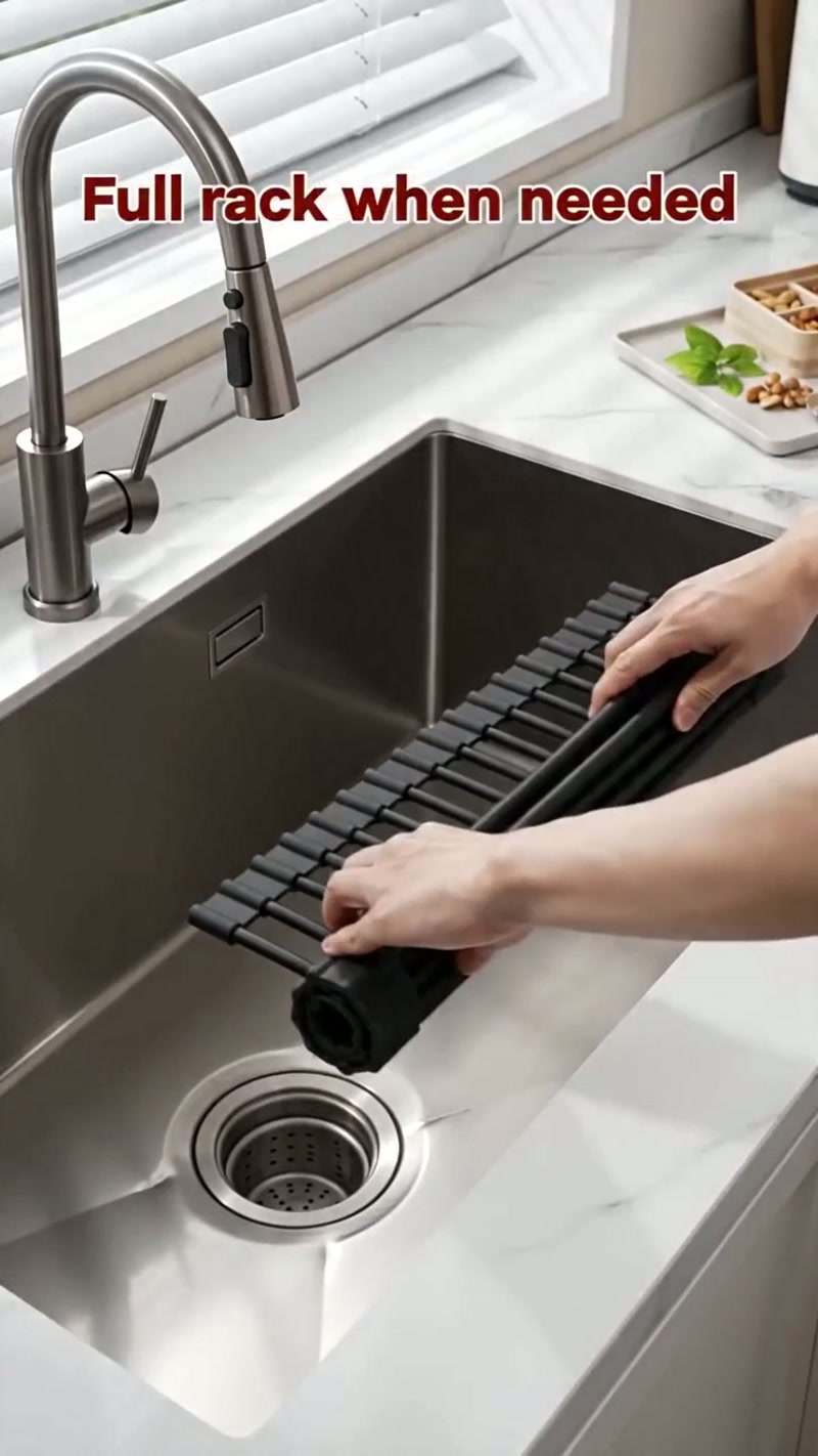 Sits over the sink — water drips straight into the basin