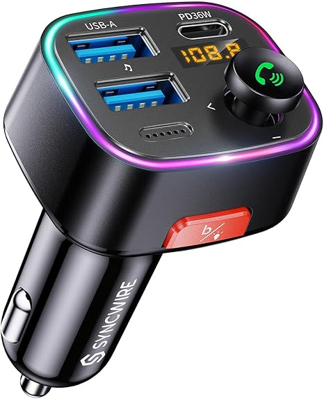 Syncwire Bluetooth 5.4 FM Transmitter Car Adapter
