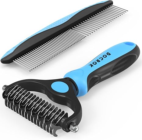 Docrok Deshedding Pet Grooming Brush & Metal Comb