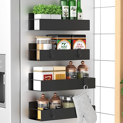 HuggieGems 4-Pack Magnetic Spice Rack for Fridge