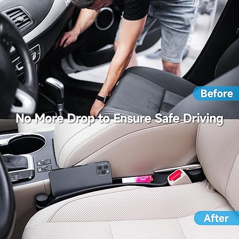Wedges into the gap between seat and console