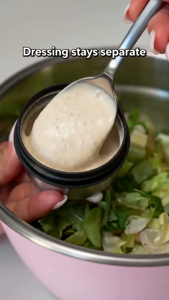 Dressing from the mini canister, kept separate until lunch