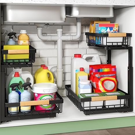 Kitstorack 2-Tier Pull-Out Under Sink Organizer (2-Pack)