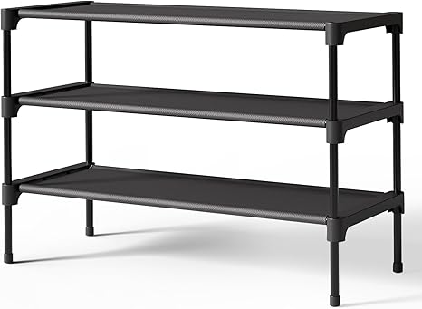 Kitsure Stackable Non-Woven Shoe Rack 3-Tier