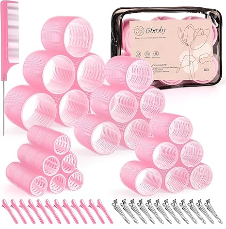 4-Size Self-Grip Hair Rollers Set 50-Piece No Heat
