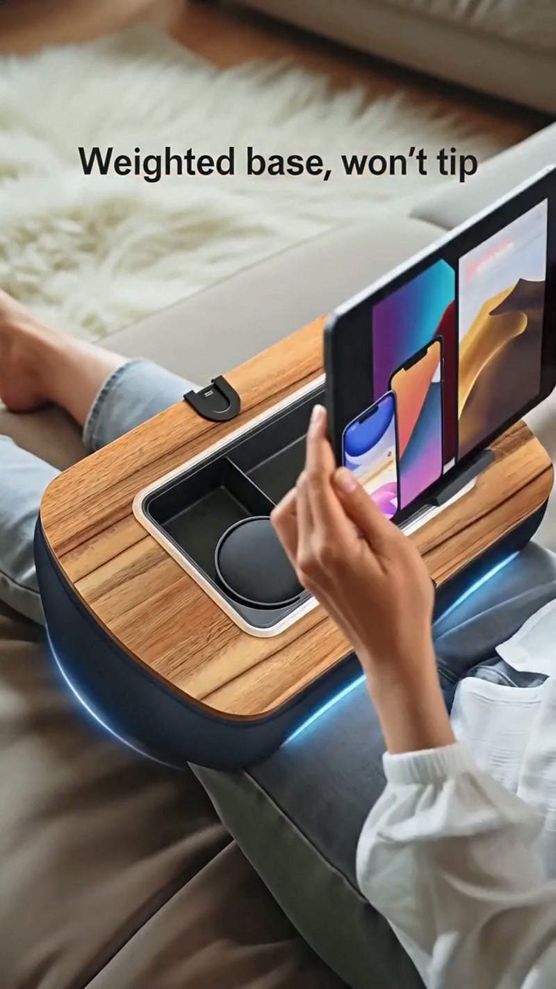 Sits on your lap, the bed, or a sofa — hands-free viewing