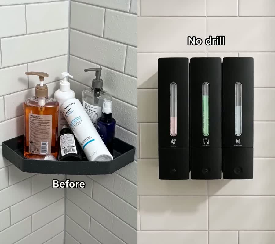 Bottle clutter before vs. one clean mounted unit