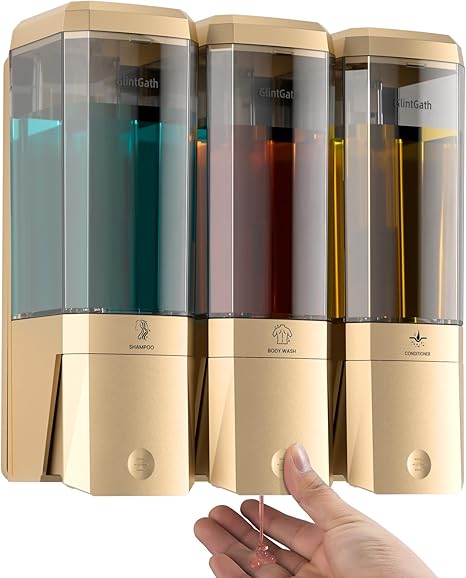 GlintGath 3-Chamber Wall-Mounted Shower Dispenser