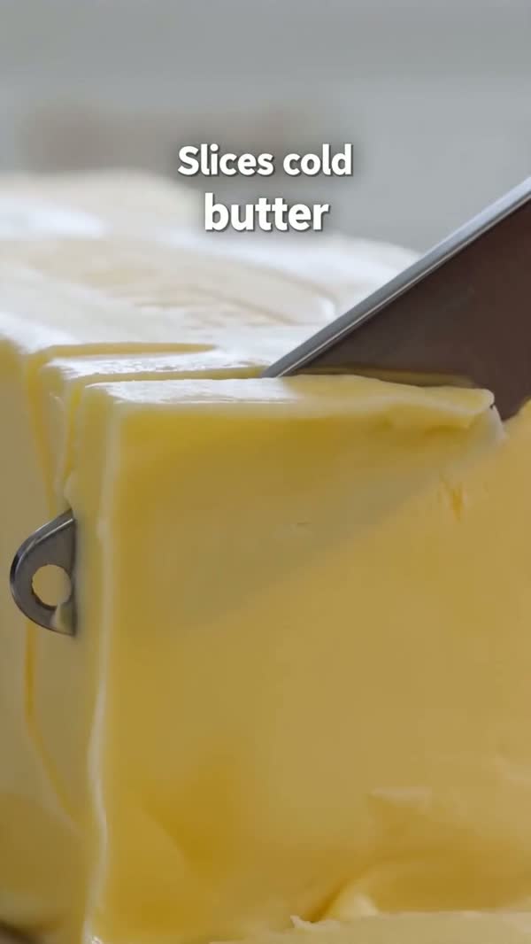 The heated blade glides straight through cold butter