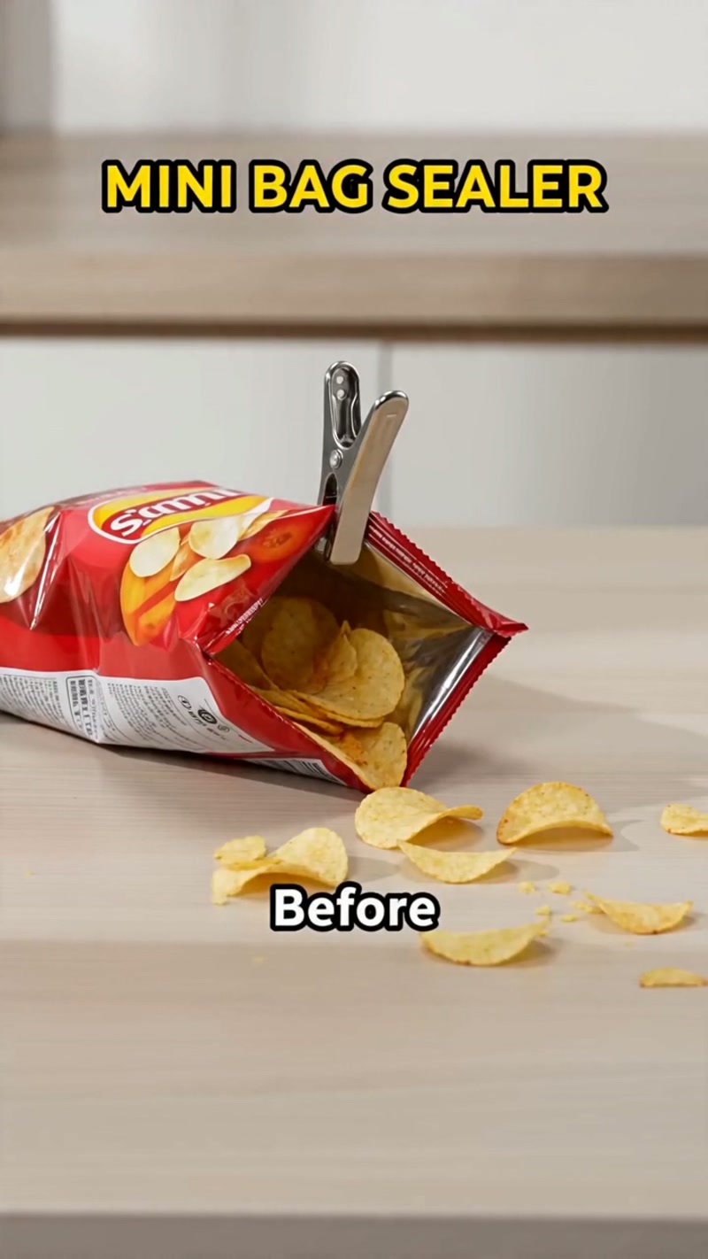 Slide along the bag opening for a heat seal