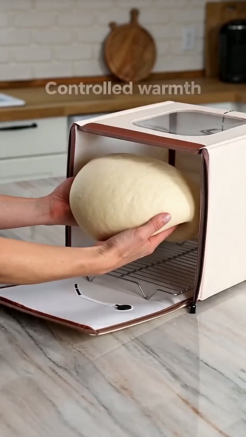 Slide the dough onto the rack in the warm chamber